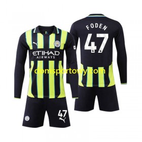 Koszulka Manchester City Phil Foden 47 Dziecięcy Wyjazdowe Koszulki Piłkarskie 2024-2025 Długi Rękaw
